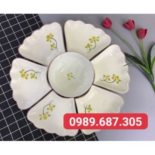 Bộ đĩa bày thức ăn mặt trời bát tràng
