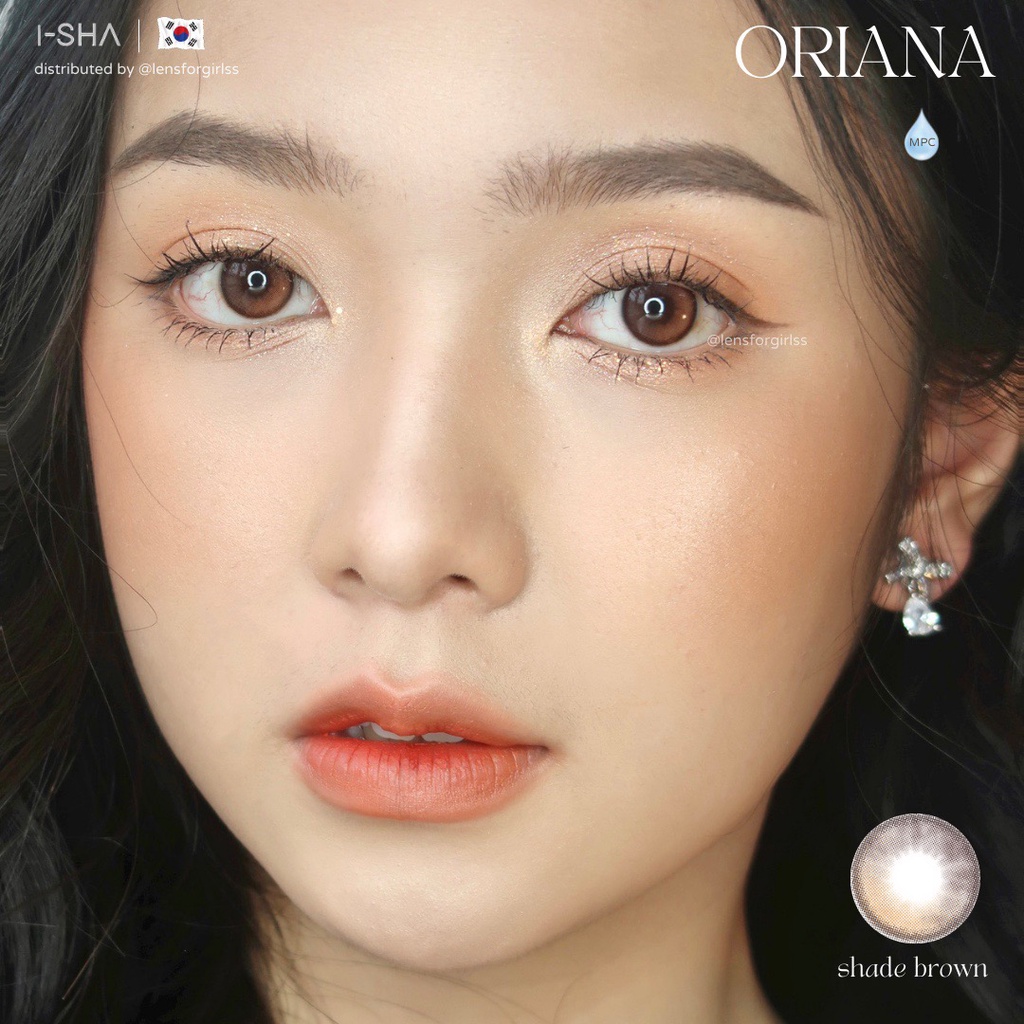 Kính áp tròng hiệu ứng phủ bóng hot trend Oriana Shade Brown chính hãng Isha Made in Korea | Hsd 6 tháng  Lens cận