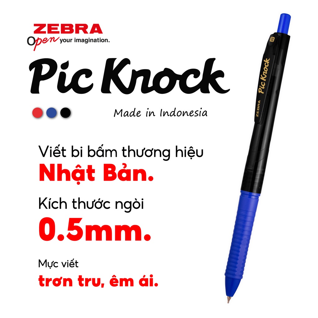 Viết bi bấm Pic Knock - Zebra [Chính hãng]