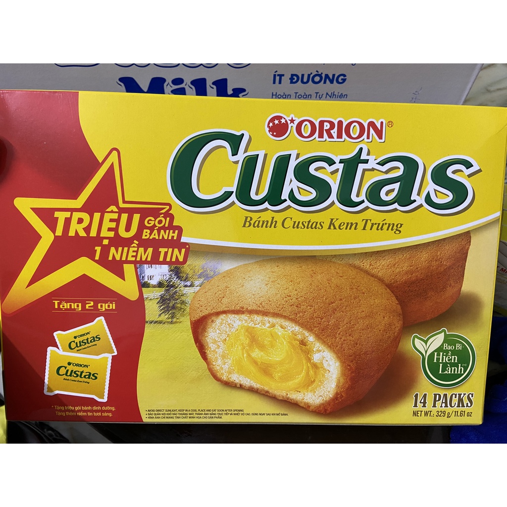 BÁNH TRỨNG CUSTAS KEM SỮA ORION 329G- 14 GÓI