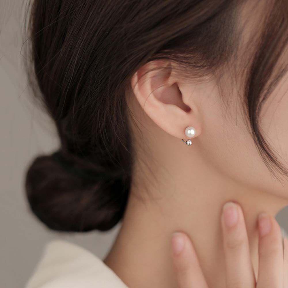 Khuyên Tai Tròn Đính Ngọc Trai Phong Cách Pháp Ngọt Ngào|Bông Tai Đinh Tán Thời Trang Cho Nữ