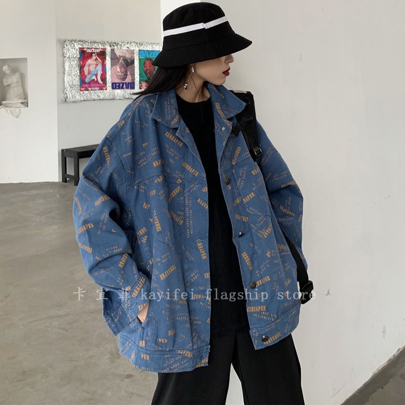 Áo Khoác In Họa Tiết Phong Cách Hip Hop Hàn Quốc Thời Trang Xuân Thu Mới Cho Nữ