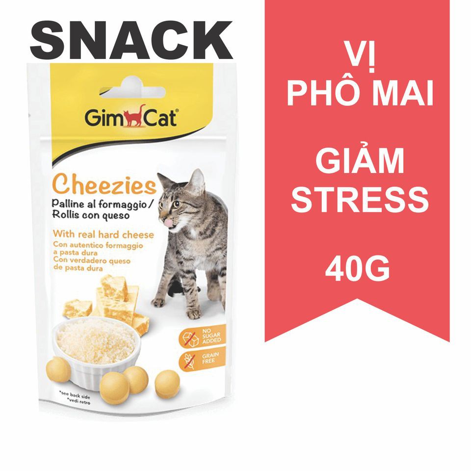 VIÊN PHÔ MAI CHO MÈO GIMCAT SNACK CHEEZIES GIẢM STRESS - GÓI 100 VIÊN