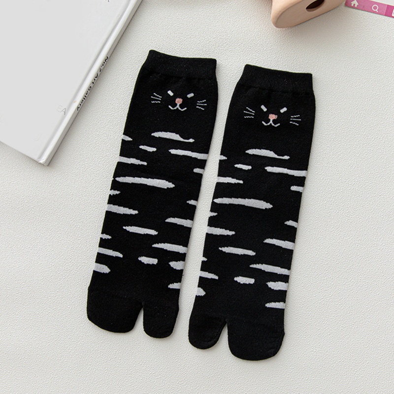 Vớ Xỏ 2 Ngón Bằng Cotton In Họa Tiết Mèo Hoạt Hình Dễ Thương Phong Cách Harajuku Cho Nữ