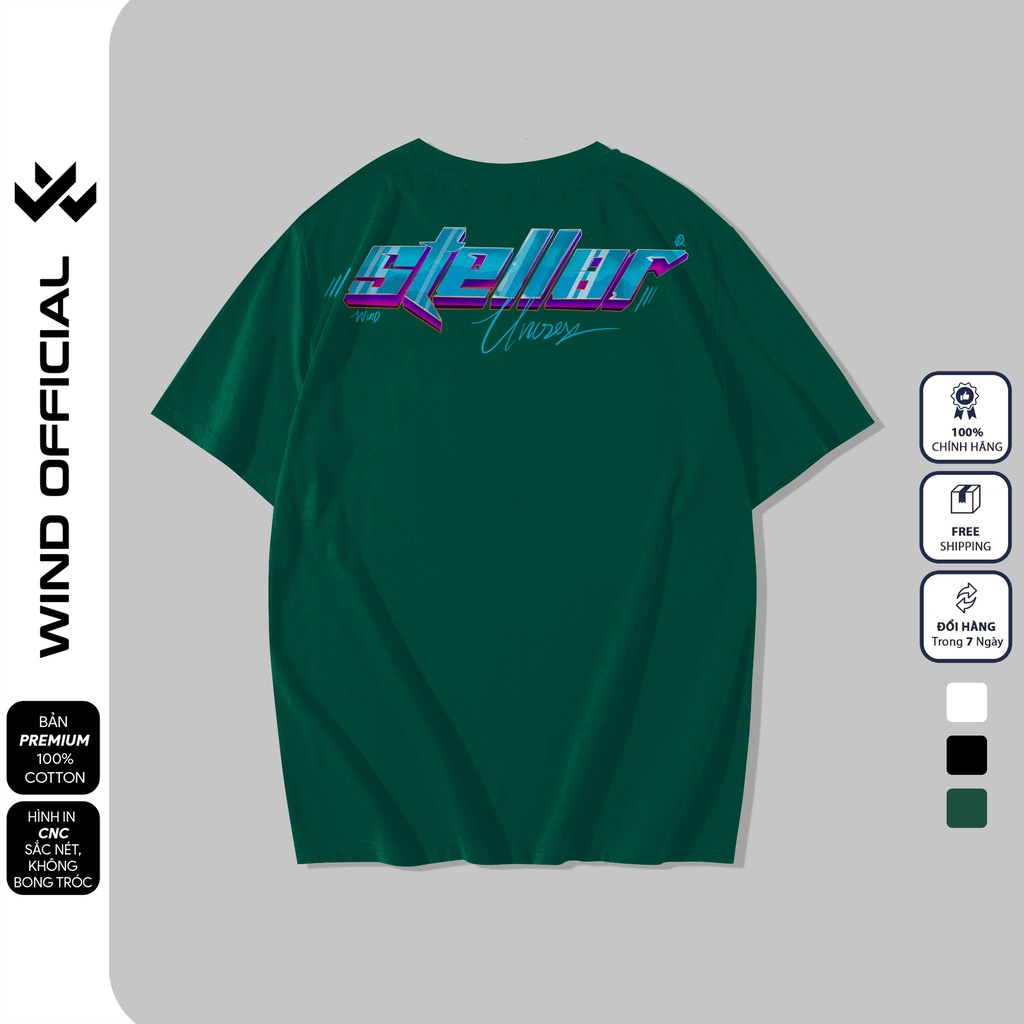 Áo thun tay lỡ unisex WIND phông form rộng 65% Stellar thời trang nam nữ oversize