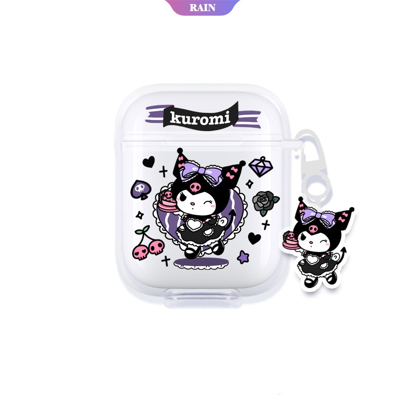 Vỏ Bảo Vệ Hộp Sạc Tai Nghe AirPods 1 2 3 Pro Bằng TPU Mềm Trong Suốt Hình Kuromi Dễ Thương