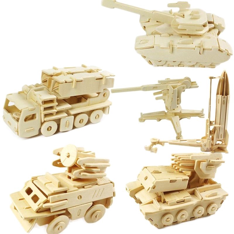 Xếp hình gỗ 3D mô hình quân sự, đồ chơi lắp ráp xe quân sự 3D bằng gỗ 3d, xe tăng, tên lửa, tàu tuần tra...