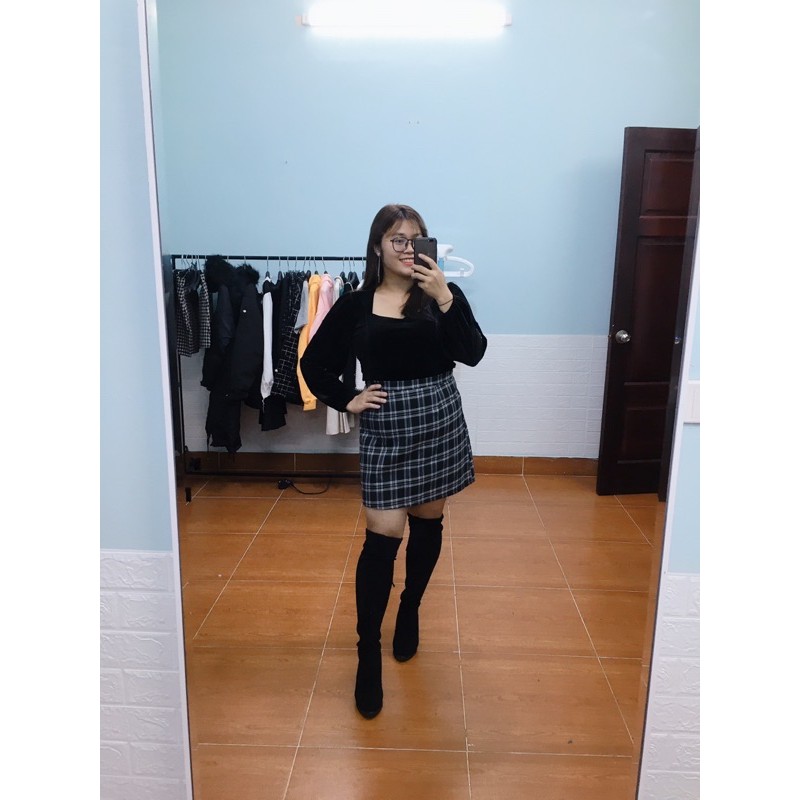 Chân váy chữ A bigsize kẻ 6-100kg