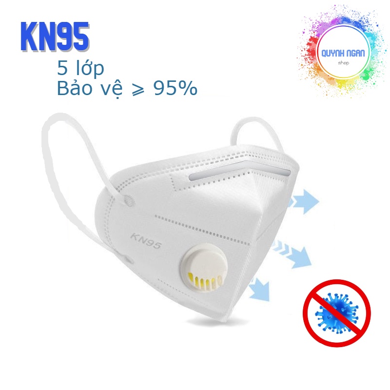 Set khẩu trang KN95 có van thở chất liệu an toàn 5 lớp chống bụi mịn chống giọt bắn và vi khuẩn