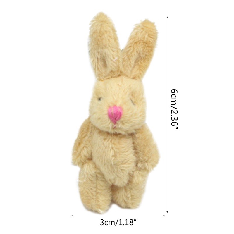 Móc khóa thỏ nhồi bông mini mềm mại xinh xắn 6cm