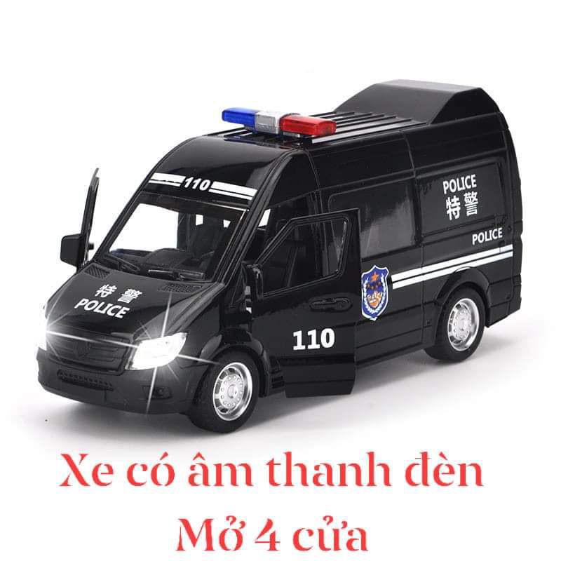Đồ chơi XE C SÁT XE C THƯƠNG bằng sắt xe mở được 4 cửa chạy cót có âm thanh đèn