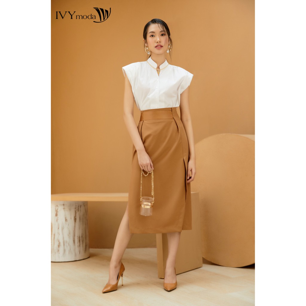 Chân váy midi xẻ bên nữ IVY moda MS 30B8585