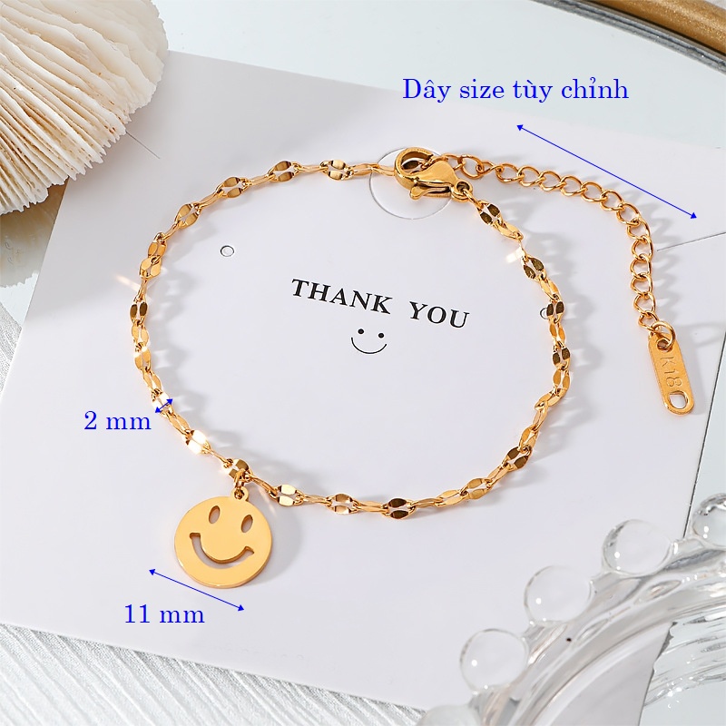 Lắc tay titan nữ mặt cười dễ thương không đen gỉ