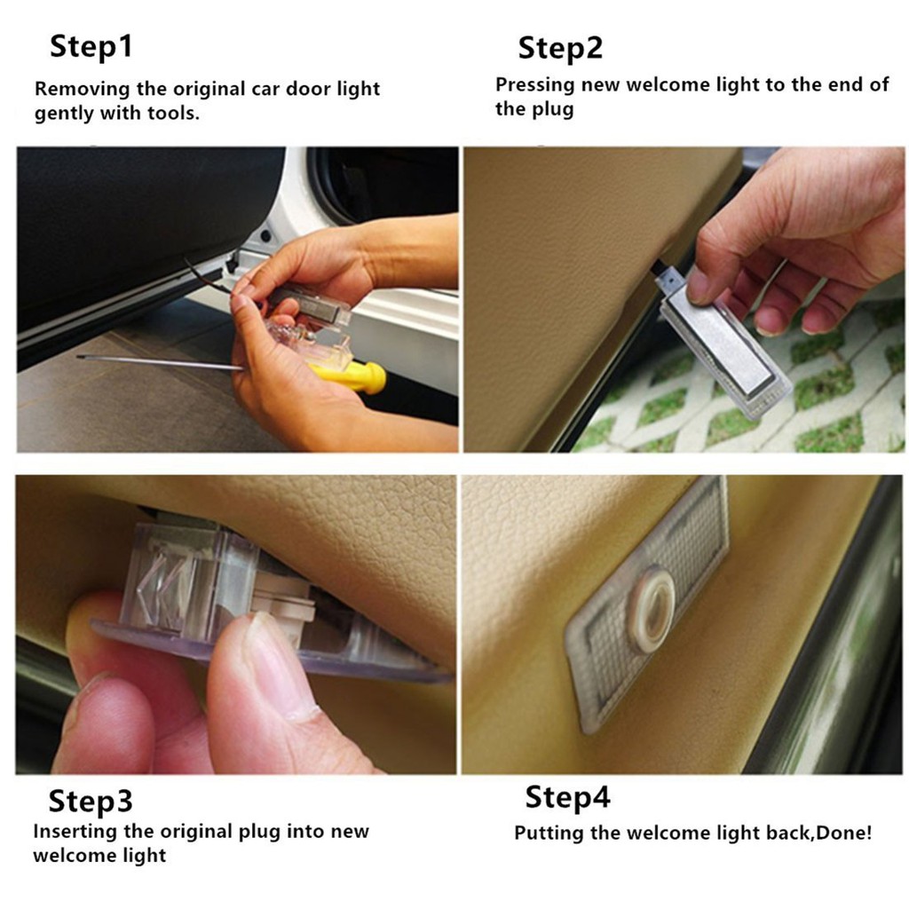 Set 2 Đèn Chiếu Logo Gắn Cửa Xe Hơi Audi A1 A3 A4 A5 A6 A7 A8 Q3 Q5