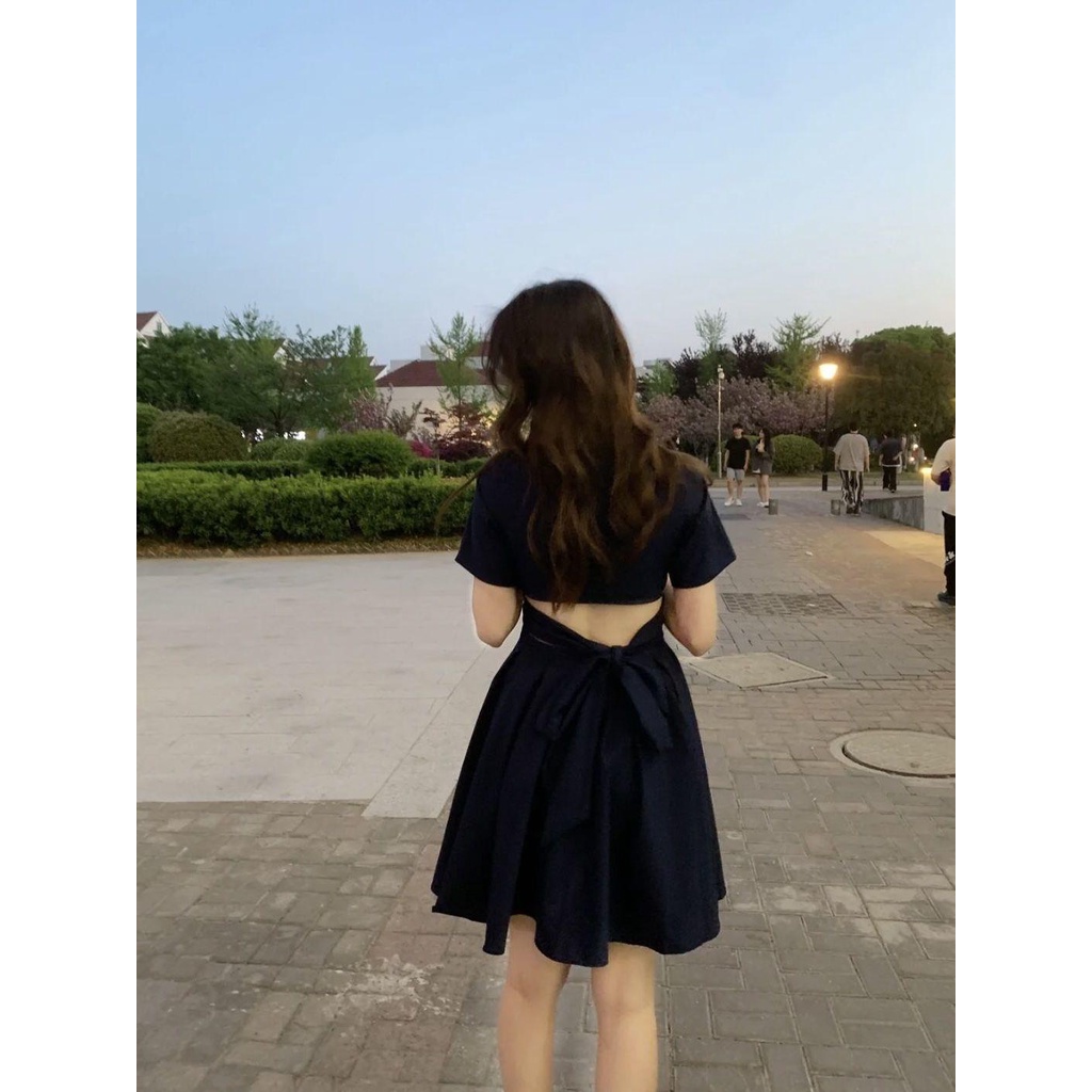 Đầm Thắt Nơ Phong Cách Preppy Dành Cho Nữ 22S