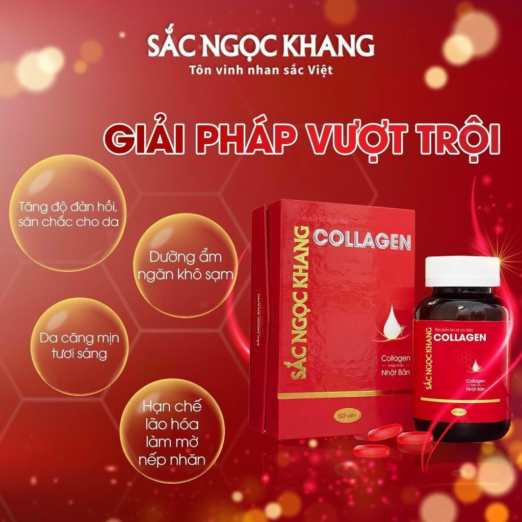 Combo COLLAGEN Sắc Ngọc Khang thế hệ mới (100% Collagen Nhật) + Nước Hoa Hồng Sắc Ngọc Khang 145ml