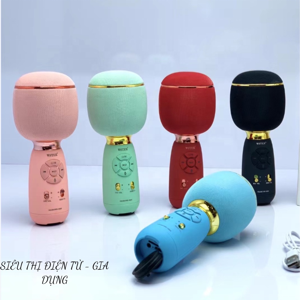 MIC KARAOKE 3IN1 WSTER WS-1885  Ấm - Micro Không Dây Bluetooth WSTER WS-1885 Siêu Hot 2022