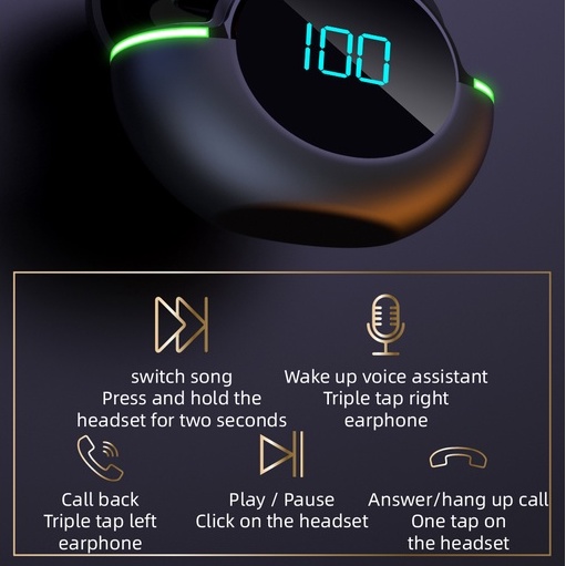 Tai nghe không dây SPRISE TWS IPX4 chống nước chống ồn có màn hình LED tai nghe bluetooth