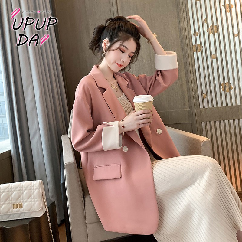 Áo Khoác Blazer Thời Trang Thanh Lịch Cho Nữ👗👗Áo Khoác Nữ Kiểu Dáng Trẻ Trung Năng Động📣📣Áo Khoác Vest Dáng Rộng Phối Hai Hàng Nút Thời Trang Xuân Thu Hàn Quốc Cho Nữ