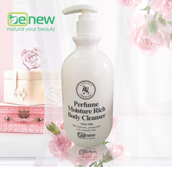 SỮA TẮM NƯỚC HOA TRẮNG DA VÀ DƯỠNG ẨM  BENEW PERFUME MOISTURE RICH BODY CLEANSER WHITE MILK 450ML - HÀN QUỐC CHÍNH HÃNG