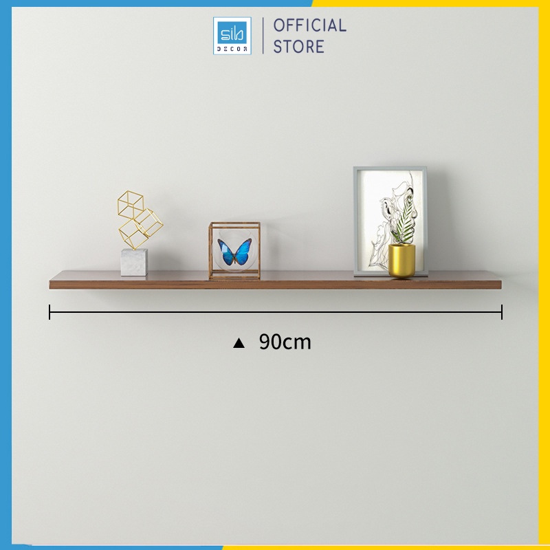 Kệ Thanh Ngang Treo Tường Kết Cấu Giấu Chân SIB Decor Kích Thước 90 x 15cm, Gỗ Lõi Xanh Chống Ẩm, Kèm Phụ Kiện