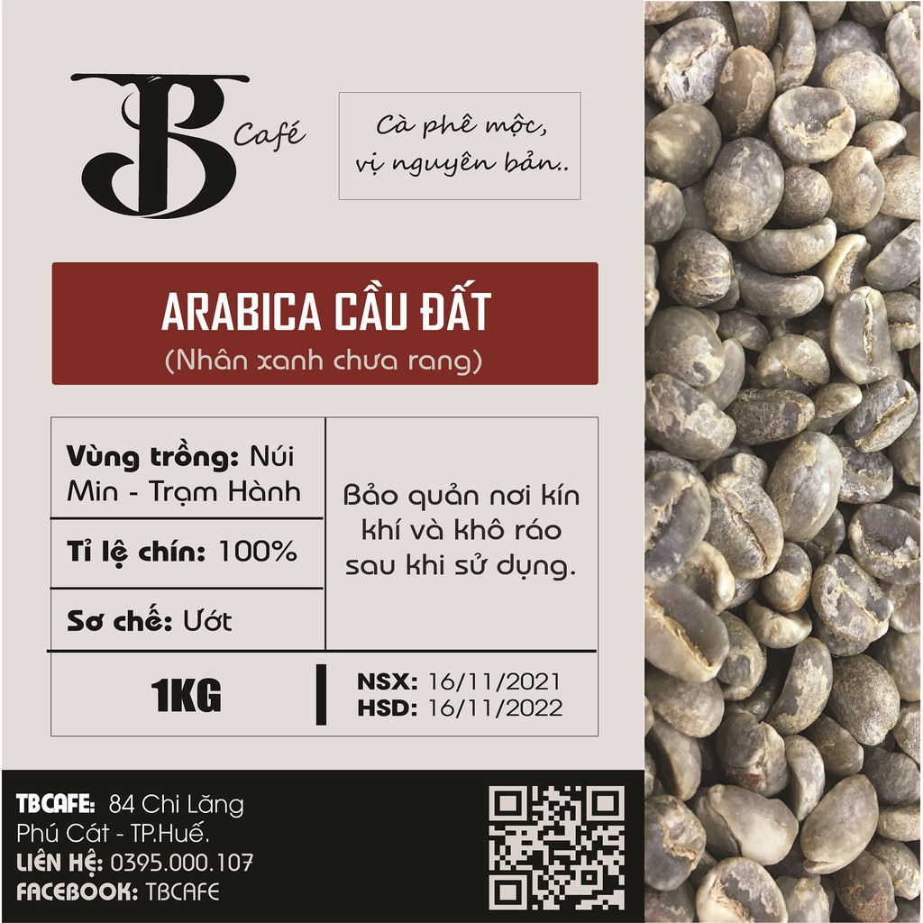 1kg Cà phê nhân xanh Arabica Cầu Đất - TBCAFE