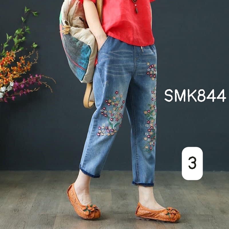 SMK844- QUẦN BAGGY JEANS THÊU