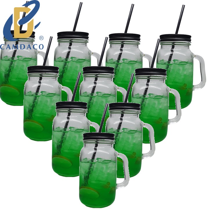 FREESHIP TOÀN QUỐC 50K - Bộ 10 Ly Cốc Thủy Tinh Uống Trà Sữa Cẩm Đạt 630ML- Nắp Ngẫu Nhiên Camdaglassco