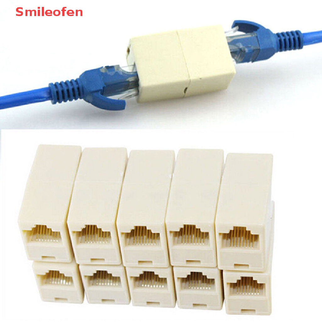 [Smileofen] Bộ 10 Đầu Nối Dây Cáp Mạng Lan RJ45 Đầu Cái Sang Đầu Cái Mới