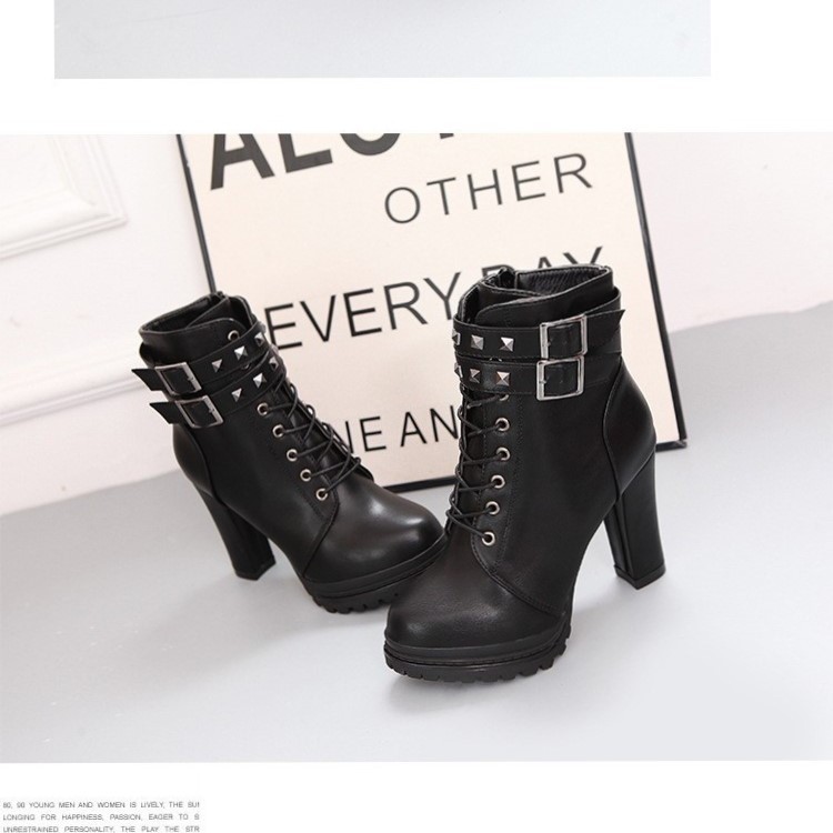 Giày Bốt Nữ HÀNG CÓ SẴN Cao Gót Cột Dây Đế Cao 10Cm G023 - Có hình thật | BigBuy360 - bigbuy360.vn