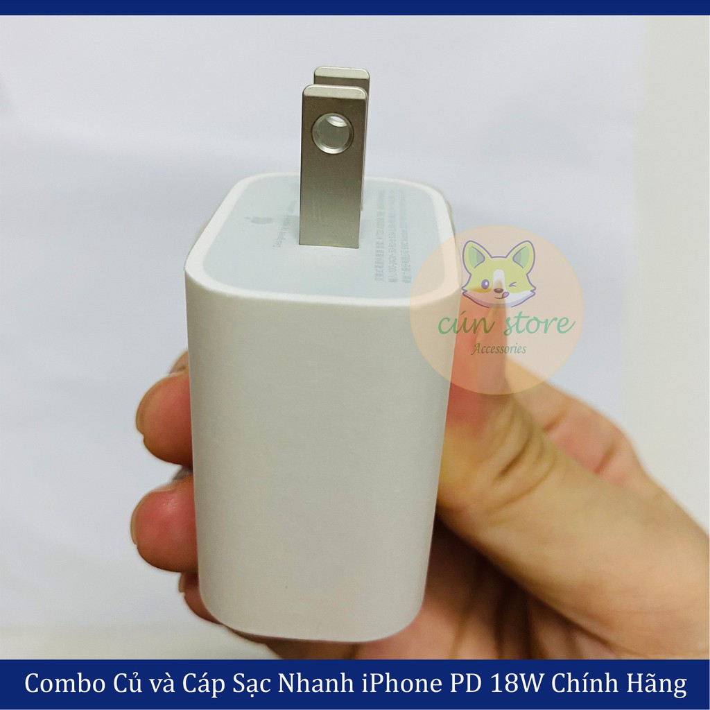 [Bảo Hành 12 tháng] Bộ Sạc Nhanh iPhone 18W - Củ Sạc Nhanh 18W + Dây Sạc iPhone Type-C to Lightning Chính Hãng, Siêu Bền