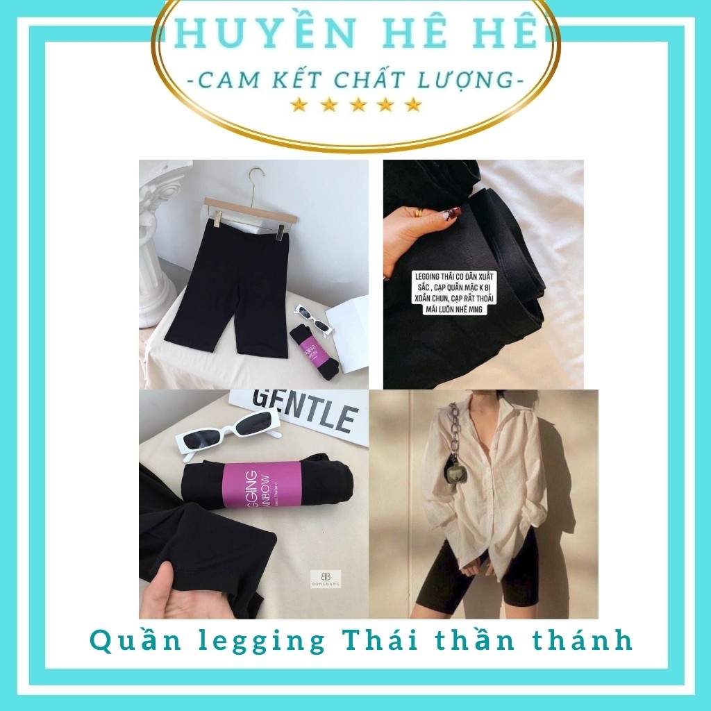 Quần legging ngố, legging rainbow Thái, cạp cao, co giãn