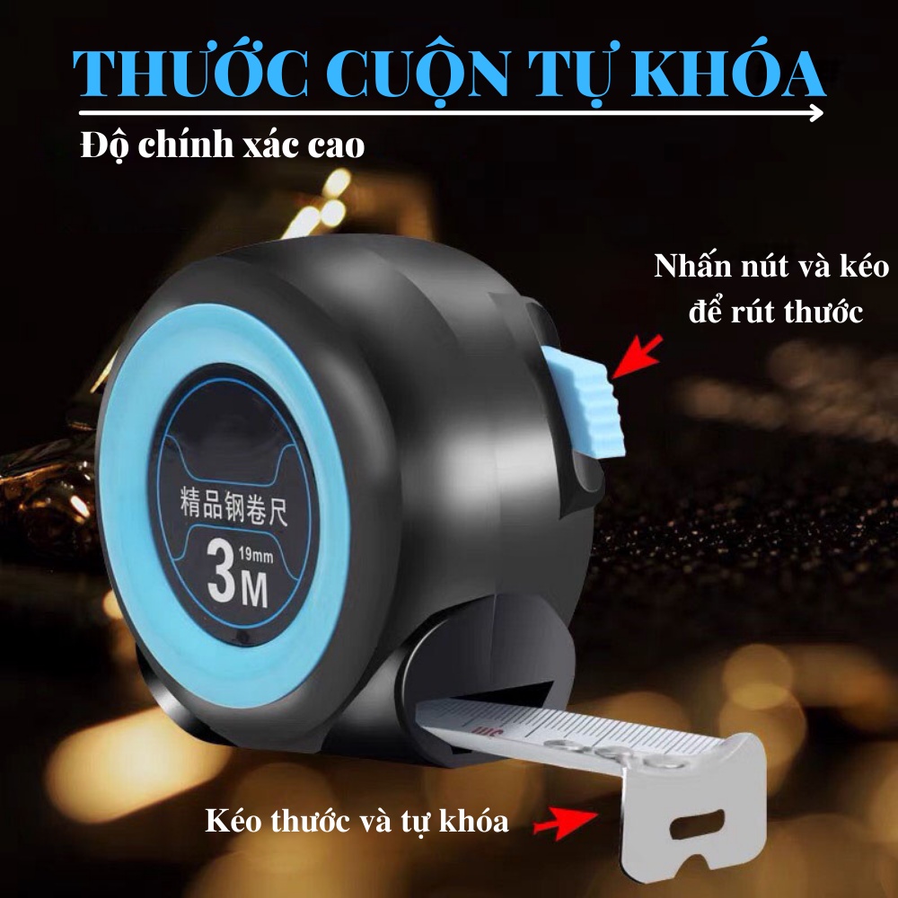 Thước cuộn thép mini Zoyi  cao cấp loại 5m/3m bản rộng 19mm  chất liệu nhựa ABG và cao su chống va đập