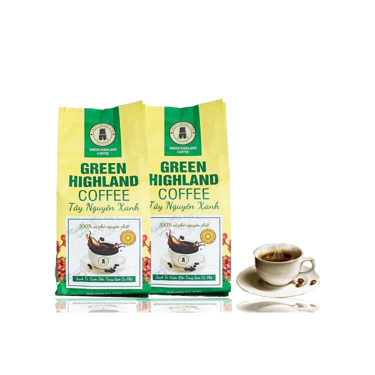 Cà phê rang xay mộc pha phin Green Highland coffee Tây Nguyên Xanh ocop Kon Tum