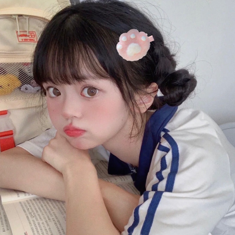 Kẹp Tóc Hình Dấu Chân Cún Hoạt Hình Bằng Vải Lông Chống Trượt Dễ Thương Dành Cho Bạn Gái