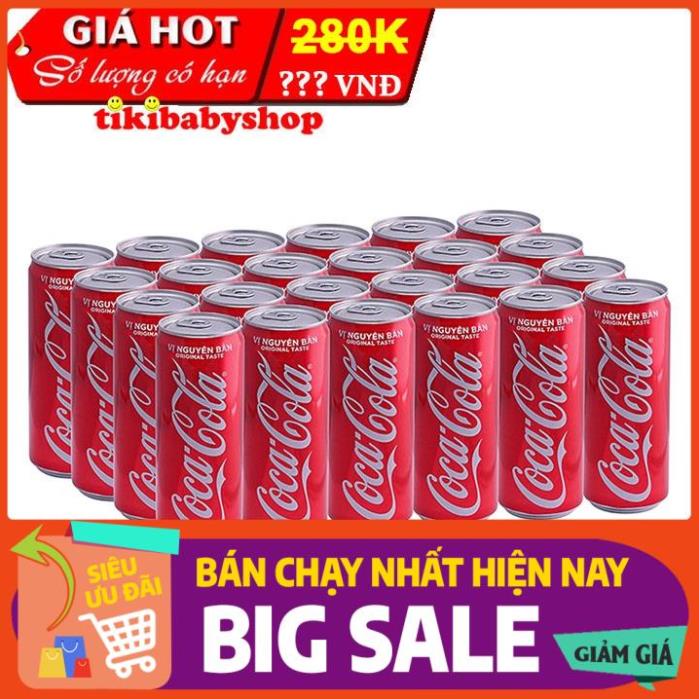 [ICLN9 giảm 5K cho đơn hàng 50k]  Thùng 24 Lon Nước Giải Khát Coca-Cola vị Nguyên Bản Original x 320ml Hàng Chính Hãng