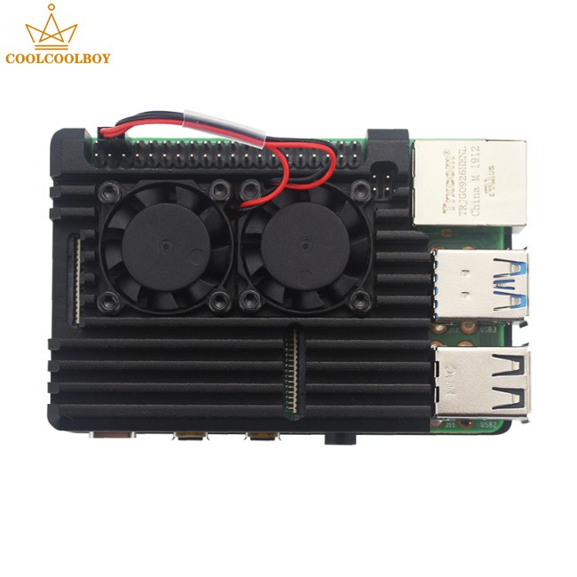 Hộp Nhôm Đựng Bảo Vệ Raspberry Pi 4 Kèm Quạt Tản Nhiệt Kép | BigBuy360 - bigbuy360.vn
