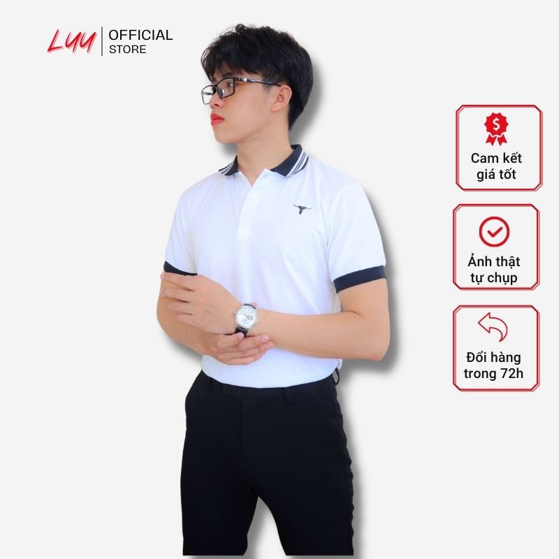 Áo polo nam trắng Basic, áo thun nam tay ngắn cổ bẻ cao cấp LUU STORE