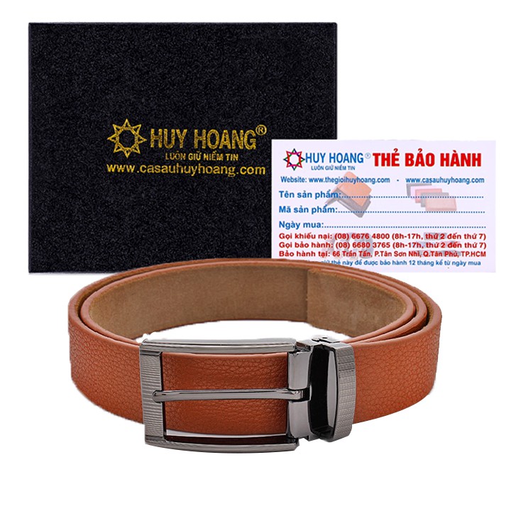 XH4119 - Dây nịt nam Huy Hoàng lot nhung màu da