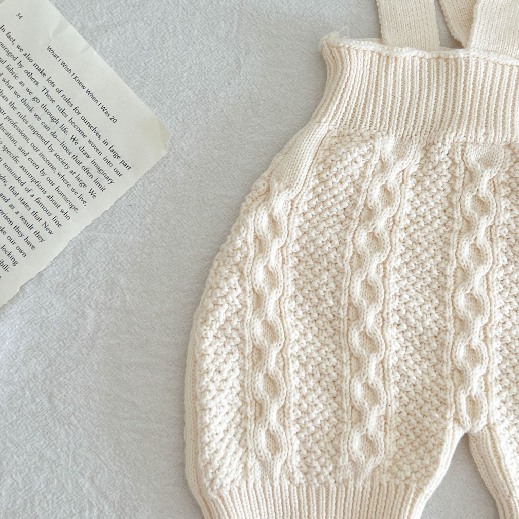 Quần Yếm Dệt Kim Màu Trơn Thời Trang Mùa Thu Mới Cho Bé