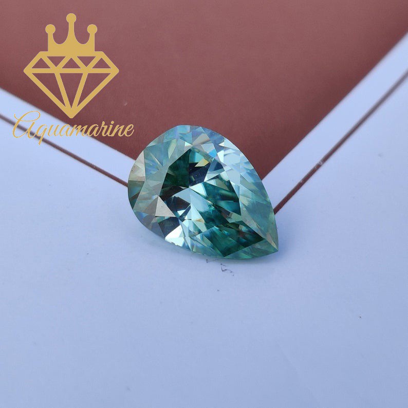 Kim cương nhân tạo Moissanite Pear Blue