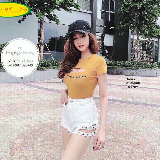 Quần kaki đục lỗ lưng cao tôn dáng kèm hình thật