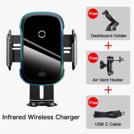 Bộ đế giữ điện thoại tích hợp sạc không dây trên xe hơi Baseus Light Electric Holder Wireless Charger 15W | BigBuy360 - bigbuy360.vn