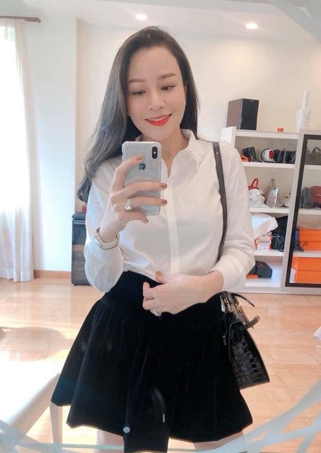 Chân váy nhung bồng