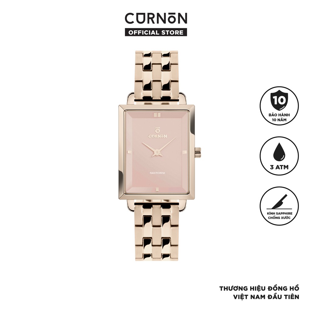 Đồng hồ nữ Curnon Santorini Dorothy dây kim loại chính hãng kèm mặt chữ nhật cá tính