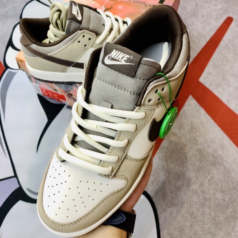 Giày thể thao sneaker sb dunk low steam boy white brown hàng SC