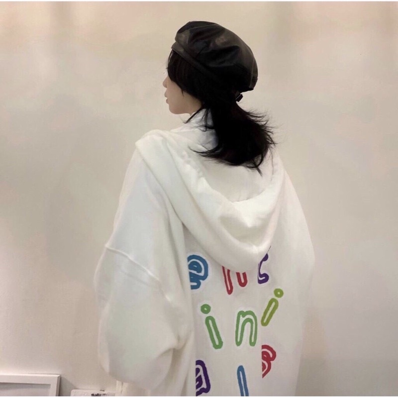 Áo khoác hoodie nỉ in chữ dây kéo from rộng | BigBuy360 - bigbuy360.vn