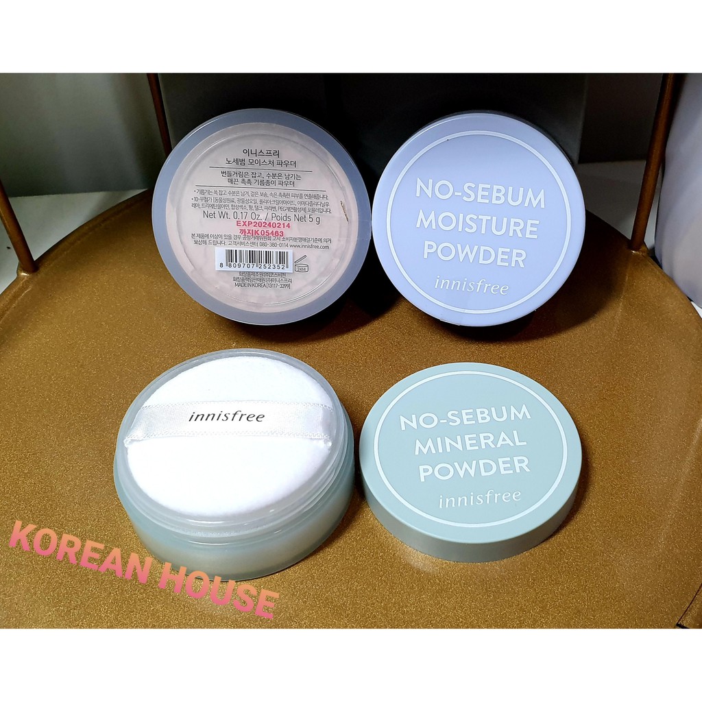 [Chính hãng] PHẤN PHỦ INNISFREE NEW NO SEBUM MINERAL POWDER_MOISTURE POWDER 5g