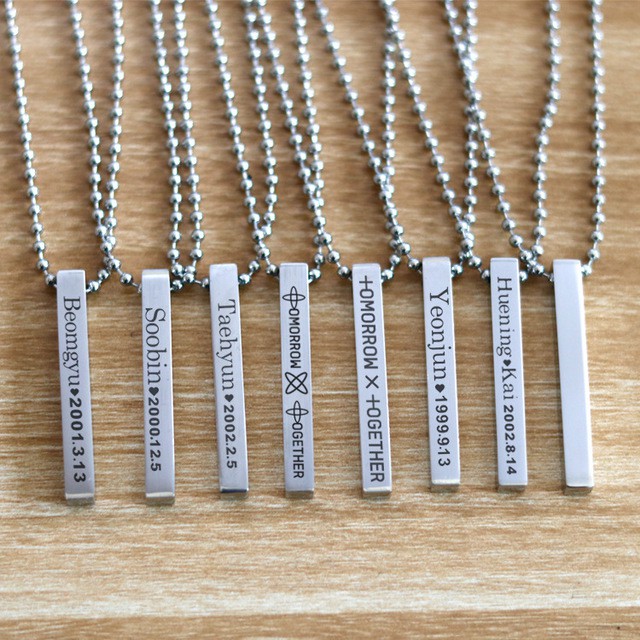 Vòng cổ Inox Trơn In Chữ TXT Nhóm Nhạc Kpop (Dọc)