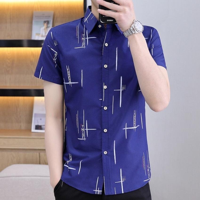 Áo Sơ Mi Nam Ngắn Tay ❤️ Áo Sơ Mi Nam Cộc Tay Họa Tiết Chữ TNFS Thời Trang Erina Cao Cấp Form Áo Chuẩn